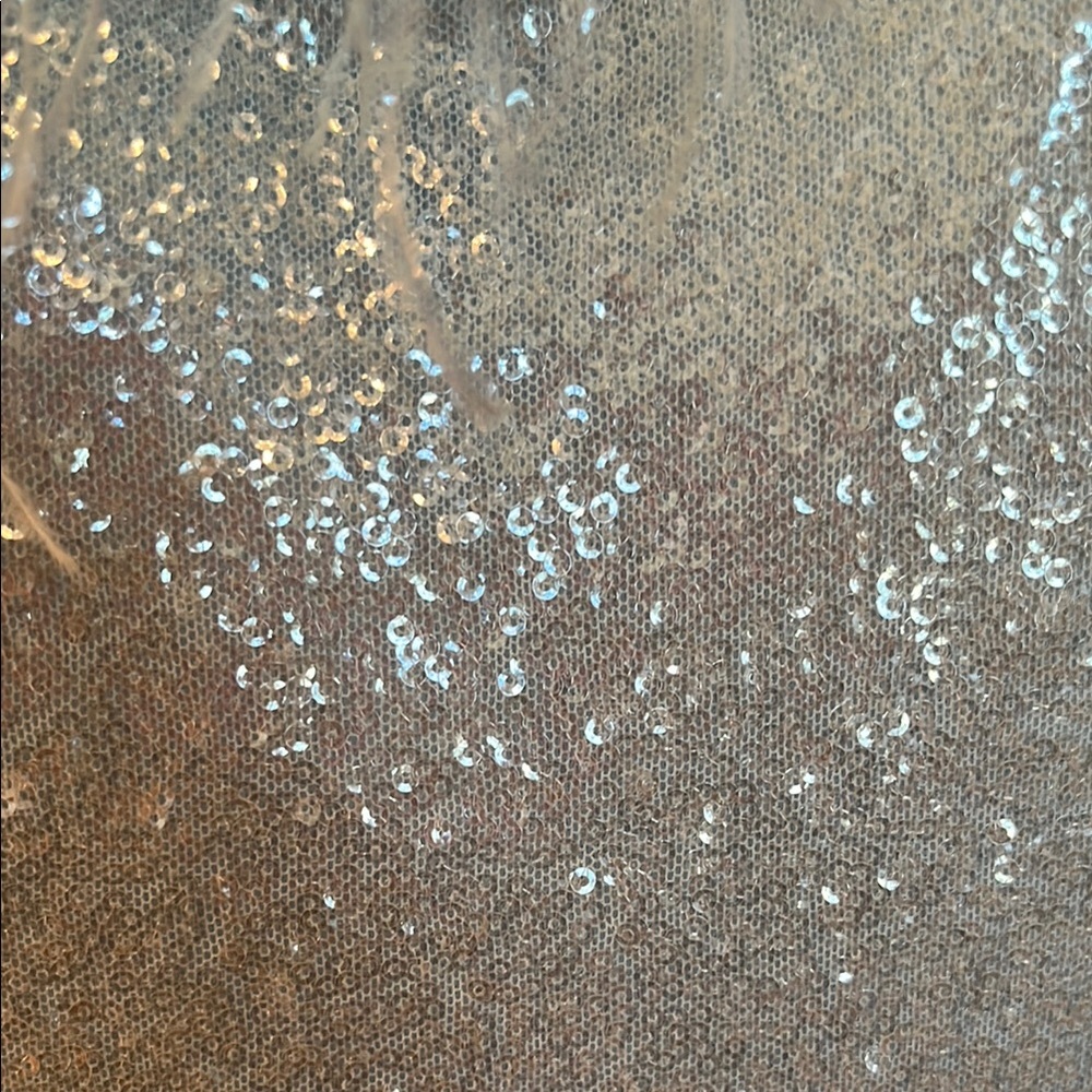 NWT B. Darlin Blue Sequin Feather Cocktail Dress - Picture 5 of 11